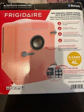 Frigidaire Pink Mini Personal Fridge Cooler with Bluetooth Speaker